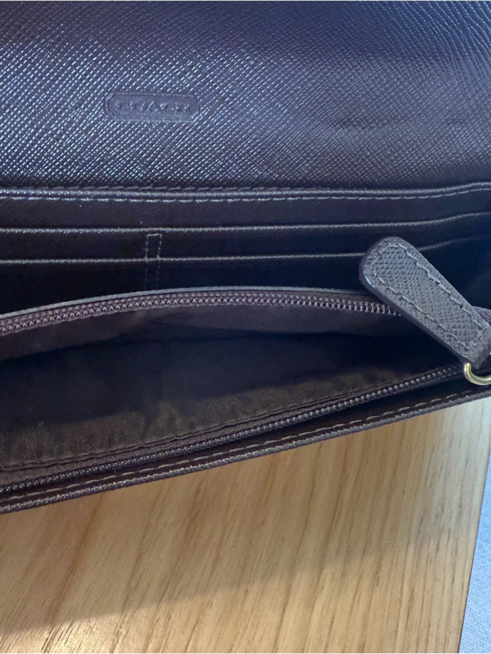 Coach Signature Canvas Continental Wallet in Brown - Picture 13 of 14
